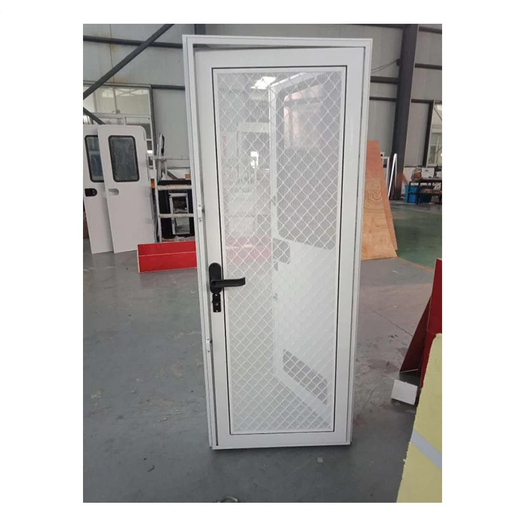 باب قافلة من سبائك الألومنيوم باللون الأسود من الزجاج المقسى مع باب دخول شبكي آمن داخلي مع باب Rv أعمى الشمس للمنزل المتنقل