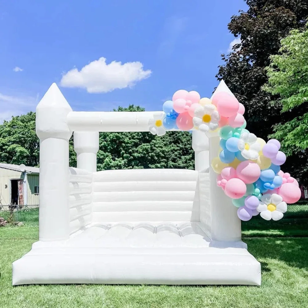 

Commercial White Bounce House full PVC Bouncy Castle Inflatable Wedding Jumper Bouncer for adults kids with blower free ship