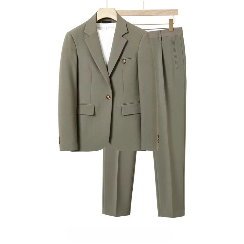 S-6XL High-quality Men's Business Casual Suit Classic Simple Black Brown Fashion Fit 2 Pcs Set (Blazer +Pants) Wedding