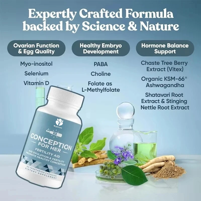 Female fertility supplements help with ovulation and regular circulation. Prenatal vitamin support includes inositol and folate