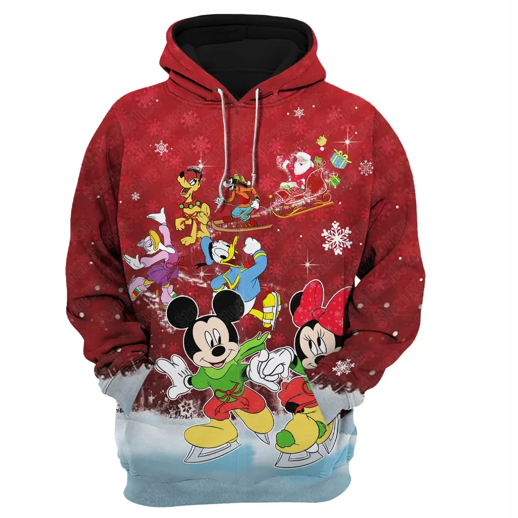 Christmas Disney Mickey Mouse Donald Duck Monstercartoon Men Women 3D Print High Quality Fleece Zipper Hoodies Pullover Tops