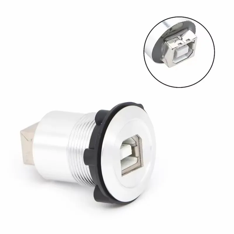ELEWIND 22mm USB 2.0 Connector Socket Panel Mount Metal Diameter Female B to Female B USB Socket for Data Transfer