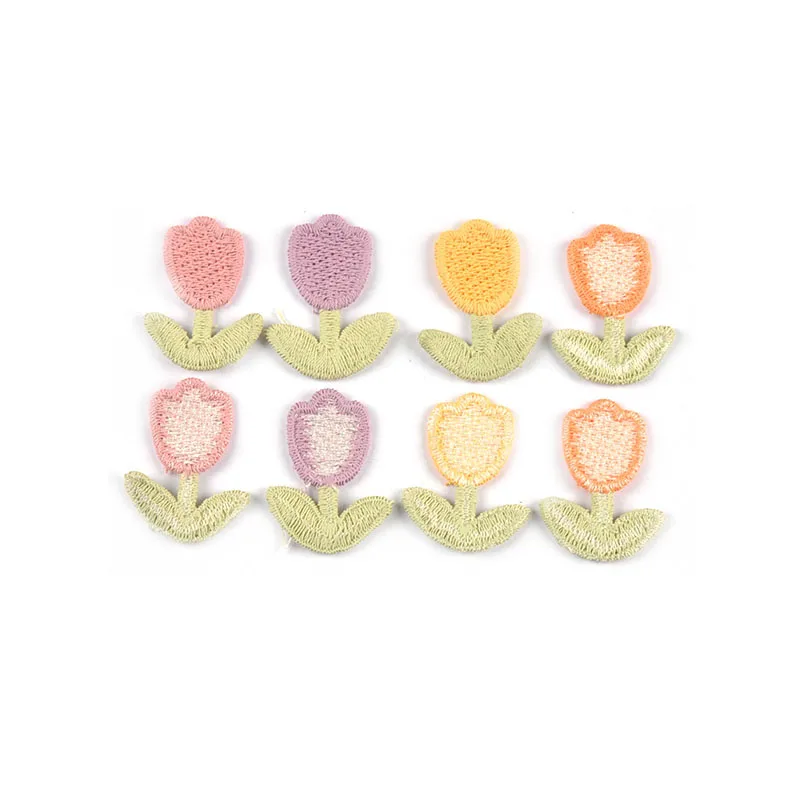 20pcs 2.8x2.1cm Mix Color Tulips Patches For Sewing Accessories Clothing Hairclips DIY Crafts Decor Embroidery Flowers Appliques