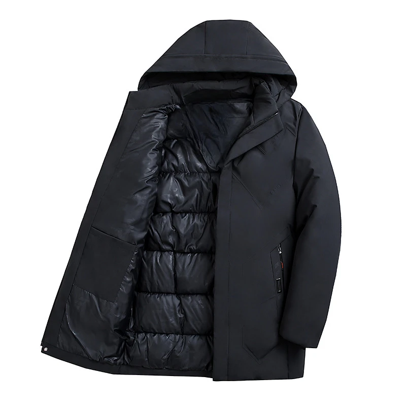 Heren winter winddichte warme jassen Dikke warme parka's met capuchon Lange jas Herenkleding Casual grote zak winddichte overjassen