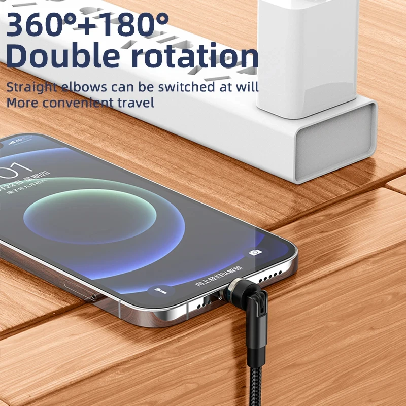 Ruota il cavo magnetico per telefono cellulare con ricarica rapida 3A Micro USB tipo C per cavi per caricabatterie per telefono con magnete Samsung