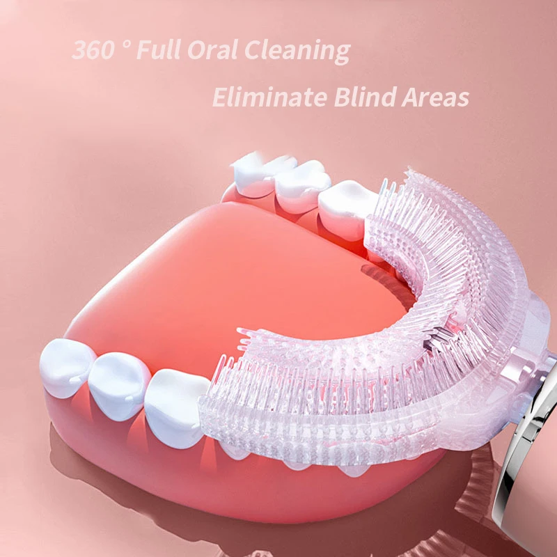360 Degreed Sonic Electric Toothbrush for Children Adult U Type Automatic Silicone Teet Tooth Brushes Blue Light IPX7 Waterproof