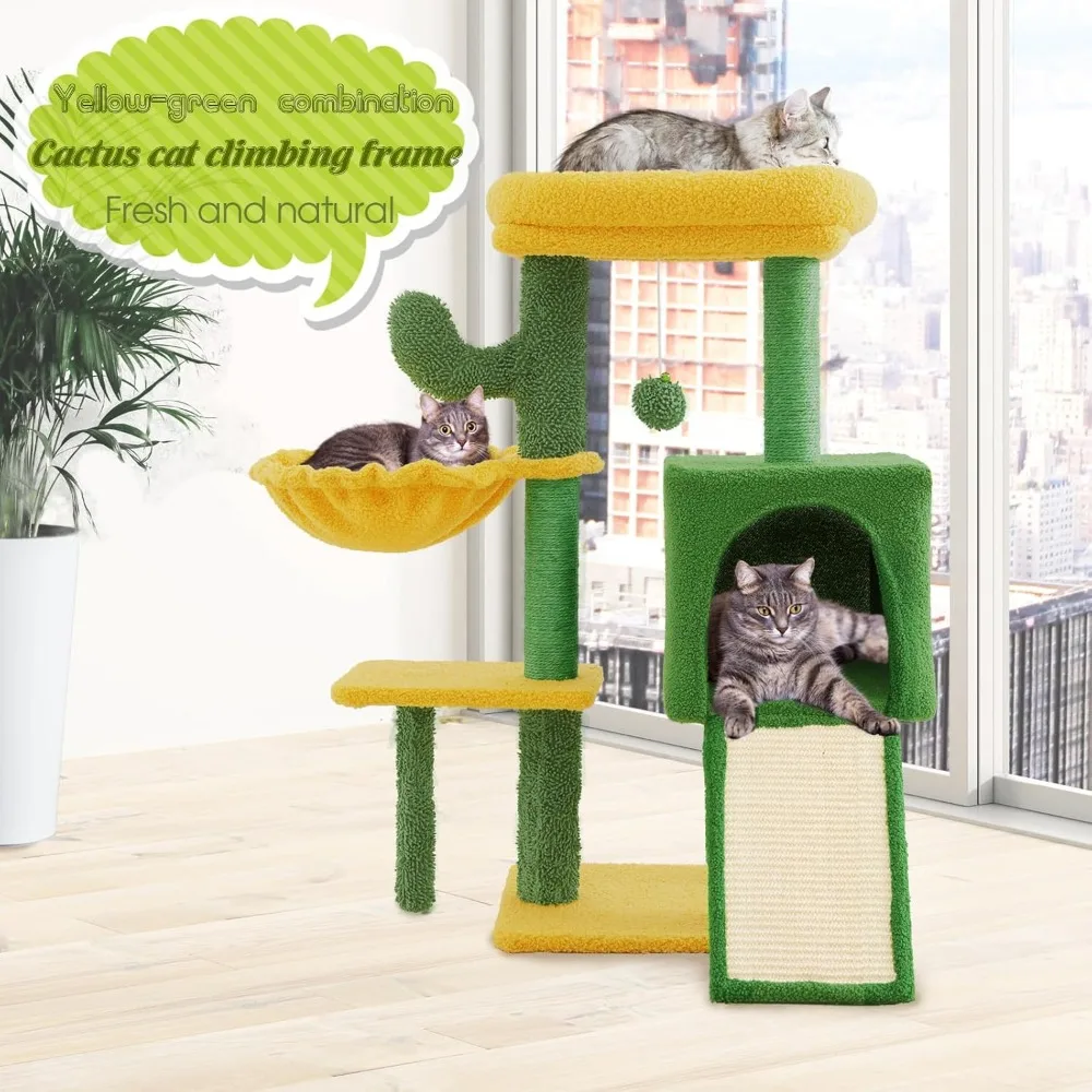 

indoor large adult multi-level cat condo with cat scratching Post perches caves hammock Sisal Scratching Posts Cozy Basket