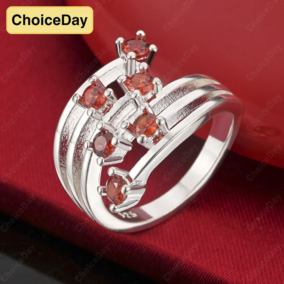 

ChoiceDay из стерлингового серебра 925 пробы 7-10, изысканное кольцо с красным цирконом, женские свадебные элегантные ювелирные изделия, аксессуары для вечеринок