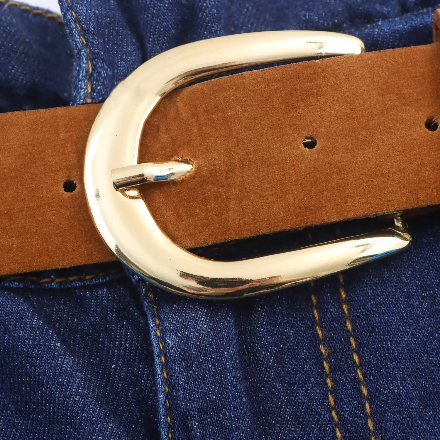 Nowe modne, codzienne szorty jeansowe damskie z wysokim stanem, zapinane na zamek, w jednolitym kolorze, dopasowane, z paskiem.