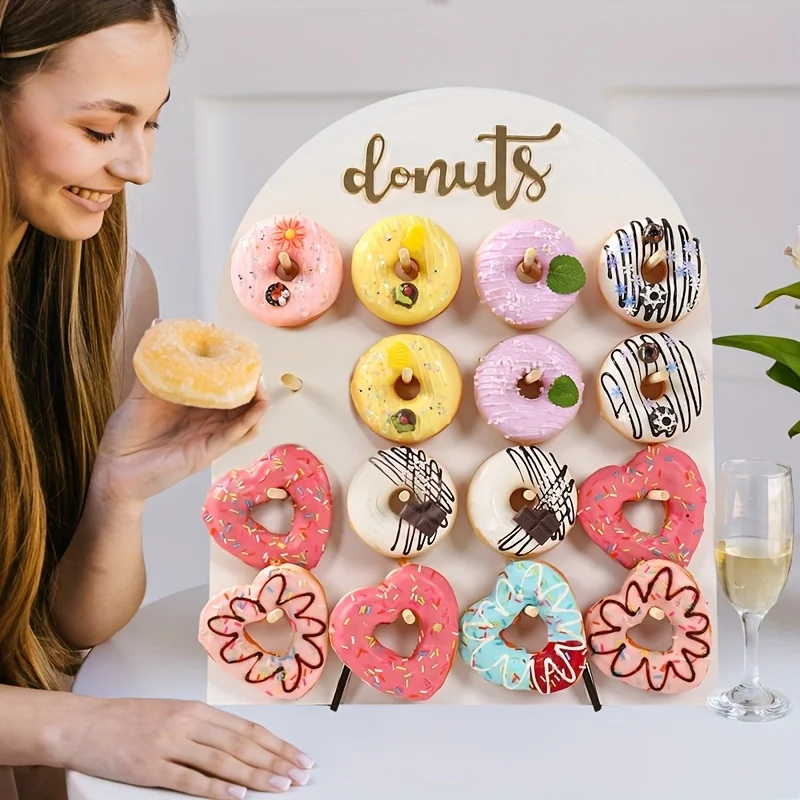 1 مجموعة خشبية دونات حامل لوازم الزفاف استحمام الطفل ديكور المنزل الحرف زخرفة حفلة عيد ميلاد زينة