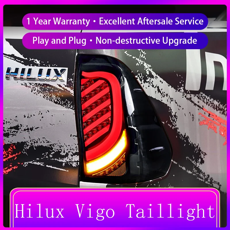 Auto Taillights For Toyota Hilux 2015-2021 Vigo Tail Light DRL Rear Lamp Turn LED Bulbs Modified Brake Automatic Car Accessories