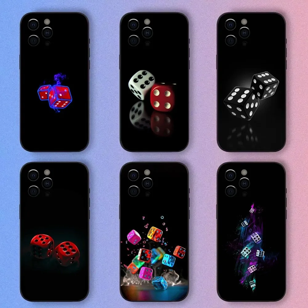 COOL Dice Poker Phone Case For Apple iPhone 15,14,13,12,11,Pro,X,XS,Max,XR,Plus,Mini Soft Black Shell