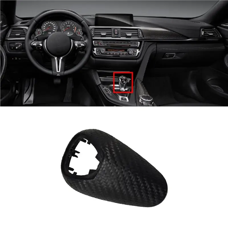 A96E-5X Car Shift Knob Head Cover Trim For BMW M2 F87 M3 F80 M4 F82 F83 M5 F10 Woven Carbon Fiber