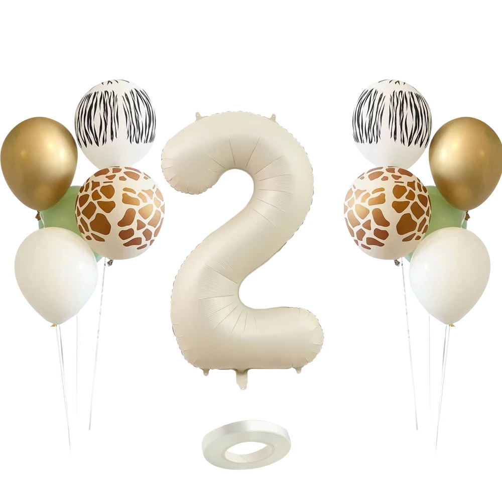 1 Satz Wildtier muster Ballon Set mit Vintage Nummer Ballon für Kinder Dschungel Safari Geburtstags feier Dekorationen DIY Geschenke – Detail 3