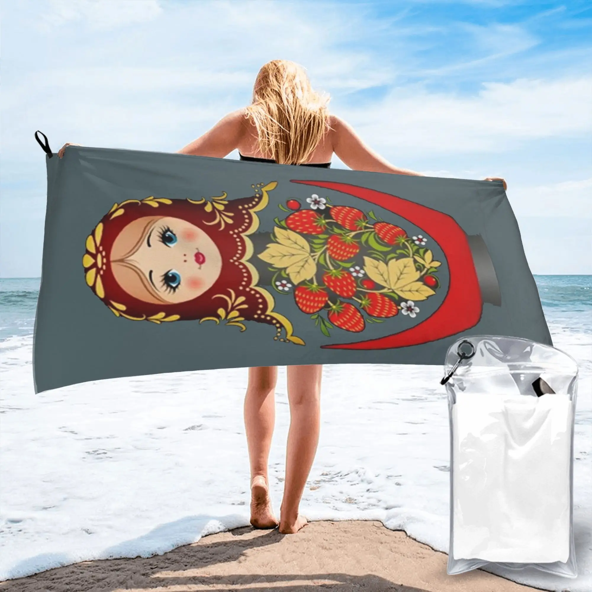 Matryoshka Russian Nesting Doll Beach Towel Soft Microfiber Quick Dry Absorbent Quick Towels For Mountain Climbing