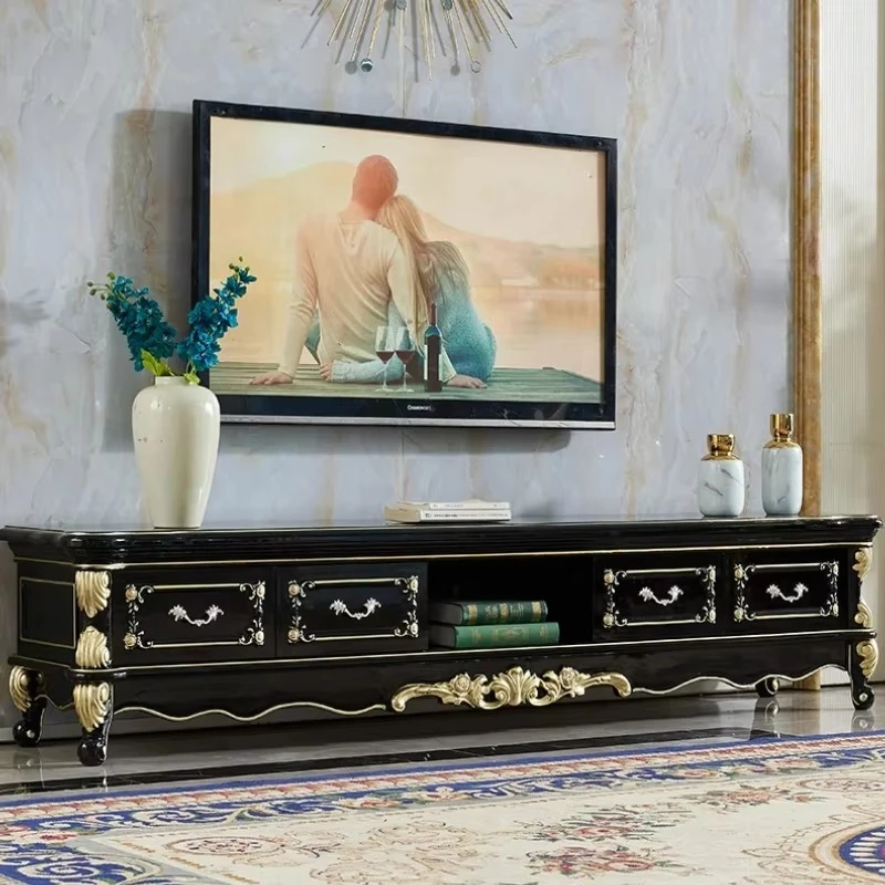 Wooden Luxury Modern Tv Cabinet Storage Black Gold Living Room Cabinet Monitor Stand Meuble Television Salon House Furniture