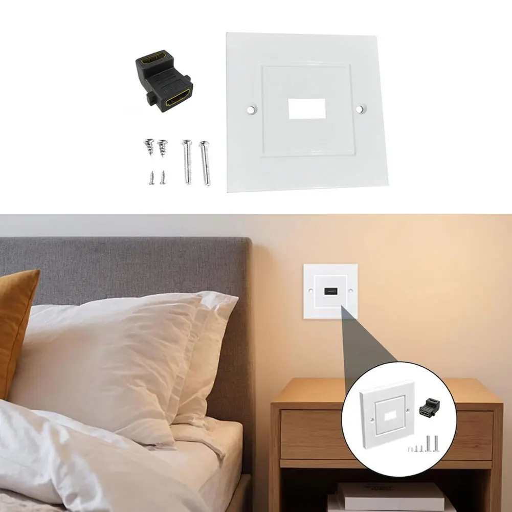 ABS Plastic Wall Socket Panel Single Port Faceplate for 4K For HDTV Signal Integrity Gold Plated Connector Easy Installation