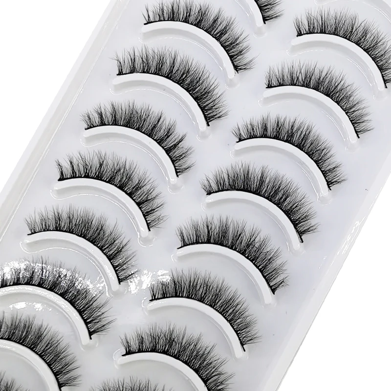 HBZGTLAD 10 Paar künstliche Nerz-Falsche Wimpern, natürliches langes Make-up, 3D-Nerzwimpern, Verlängerungswimpern, kurze Nerzwimpern für Schönheit – Detail 8