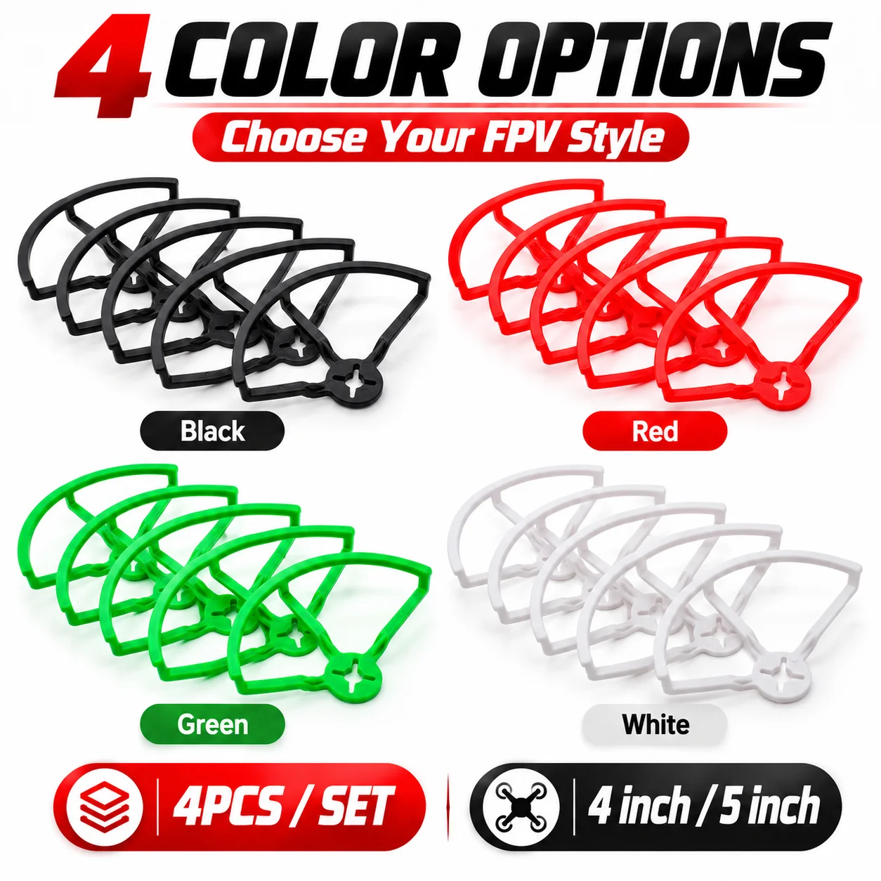 4Pcs 4/5 Inch Props Guard Propeller Protector Anti-Collision for QAV210 QAV250 2204 2205 2208 2212 Motor RC FPV Racing Drone