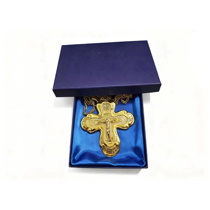 Neues 2026 Orthodoxes Brustkreuz Orthodoxe Jesus-Halskette Katholisches Kruzifix Brustkreuz Goldanhänger Kreuzkette Religiöser Schmuck – Detail 2