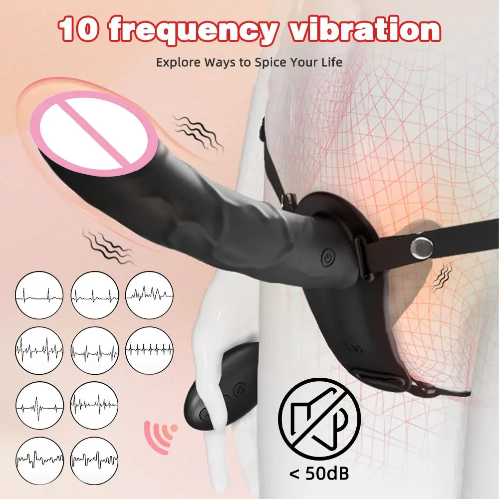 Strapon Artificial Penis Vibrator Electric Double Head Vibrating Wearable Strap On Belt Dildo G Spot Sex Toys For Women Lesbian