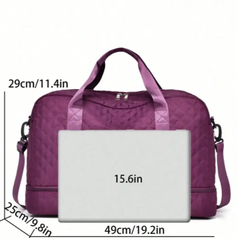 Plain Unisex Zipper Duffle W/ Shoe Pocket, Large Cap, Light Shoulder Bag For Travel/Gym/Airport/Outdoor, Gift Women/Mom/Friend, Xmas/Thanks/School