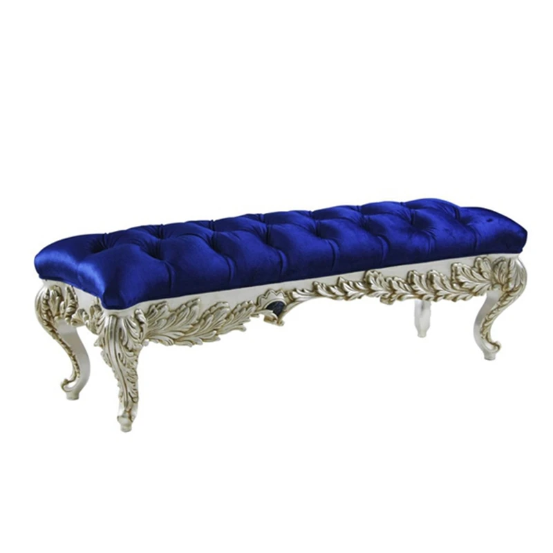 

Bedroom footstool solid wood carving flower shoe changing stool cloakroom bench