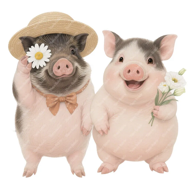Three Ratels CEE268 Funny little pig friends cartoon wall stickers for home decoration