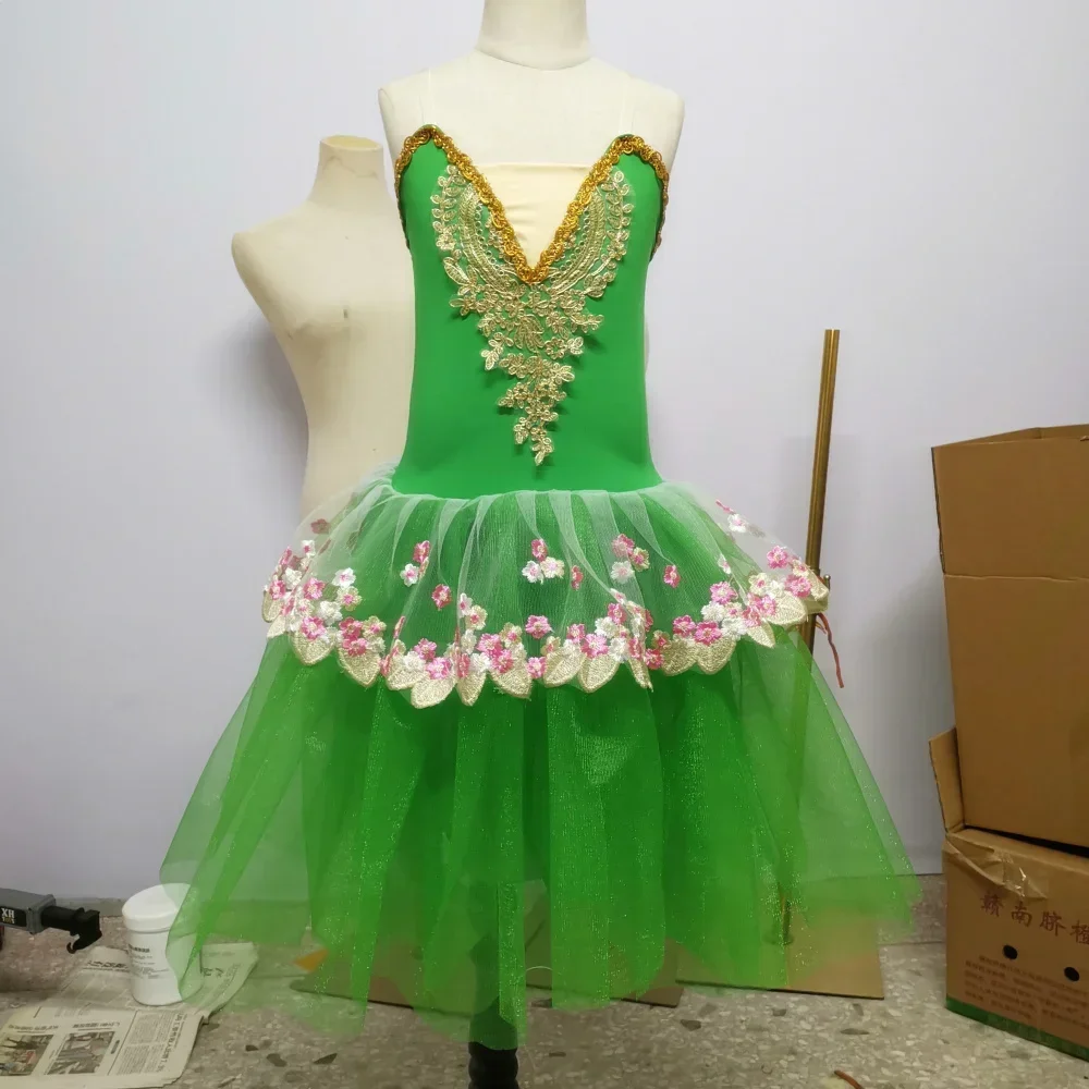 New Ballet Dance Costume Green Tutu Skirts Fluffy Performance Modern Dance Princess Skirts Kindergarten Chorus