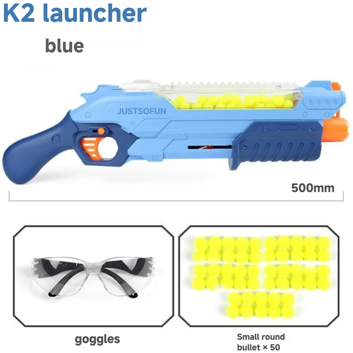 50 cm long K2 soft projectile launcher Hand pull large magazine Soft projectile gun toy model boy toy