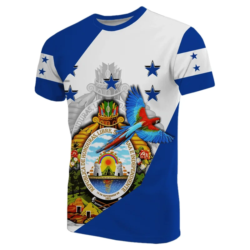 

Футболки с флагом Гондураса, мужская одежда, новинка, футболка с короткими рукавами с 3D принтом, повседневные топы, женская одежда унисекс с узором Гондураса