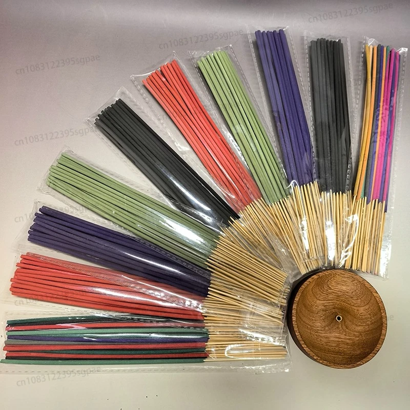 10Packs Handmade Incense Sticks with Wooden Incense Holder,White Sage,Dragon Blood,Cherry Blossom,Lavender for Yoga Meditation
