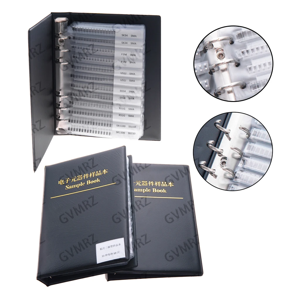 33Values SF18 1N5824 1N4007 SS220 RS1G SMA Rectifier Diode Sample Book Assortment Kit SS24 RS1M ES1D SS26 Integrated circuit
