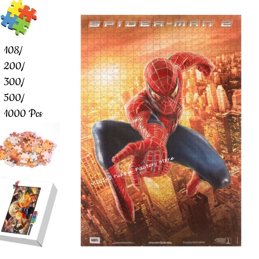 

Marvels Film Spider Man Wooden Jigsaw Puzzles for Adults Kids Gifts 108/200/300/500/1000 Pieces Educational Toys Tangram