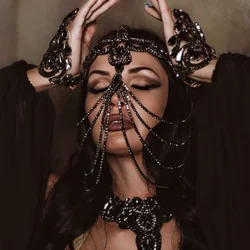 Ladies exaggerate tassels rhinestones black masks high-end nightclubs parties banquet decorations jewelry and accessories