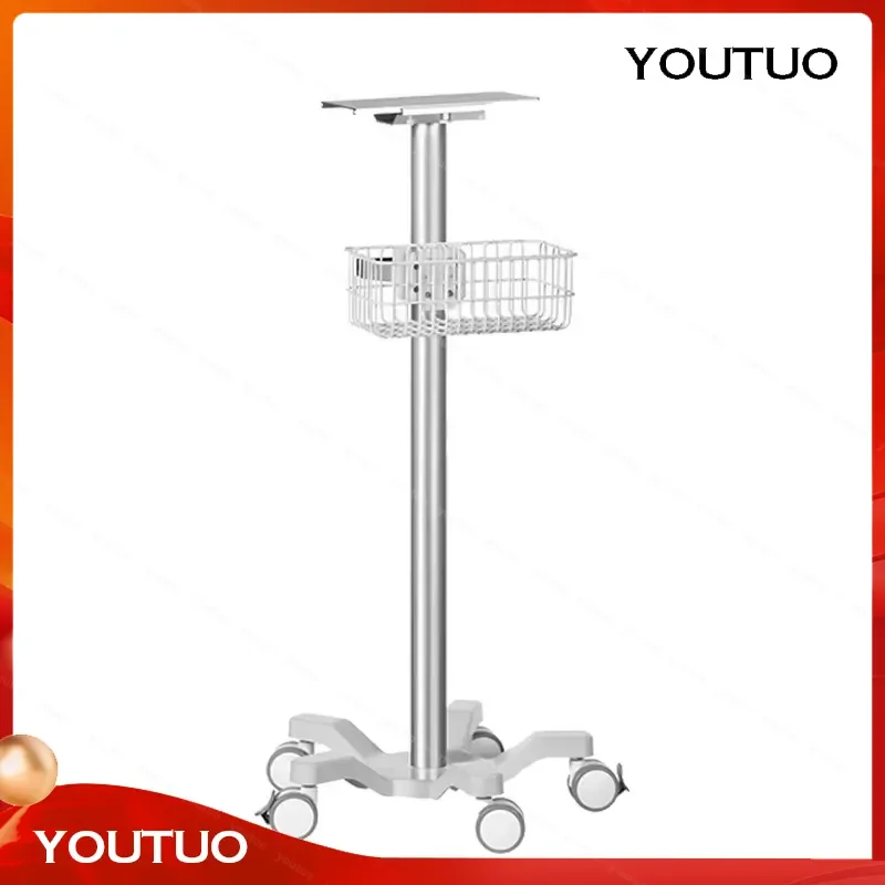 Aluminum Alloy Medical Trolley with Bottom Sink Support Mobile Monitor Cart for Healthcare Professionals Hospital Use