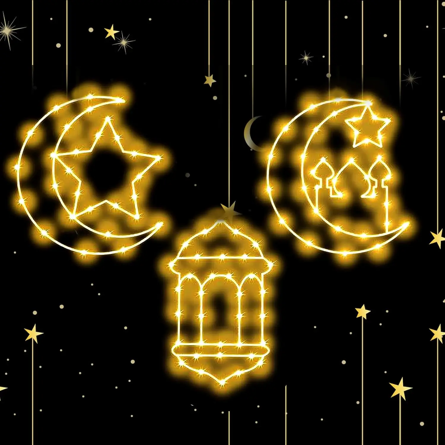 

Рамадан Звезда Луна Дворец Окно Свет для Ид Вечеринка Декор Домашний Фестиваль Празднование Исламская Праздничная Атмосфера Освещение