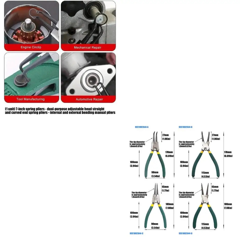 Professional Carbon Steel Spring Clip Pliers With Straight And Bent Tip 7Inch high quality
