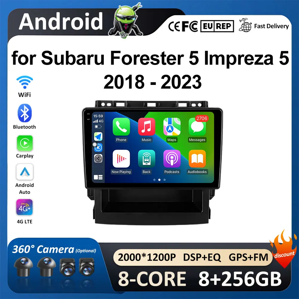 

Bluetooth DSP Stereo for Subaru Forester 5 Impreza 5 2018 2019 2020 - 2023 GPS Car Multimedia VIdeo Player Intelligent System BT