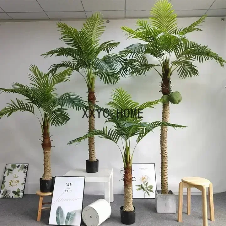 Artificial Palm Tree Coconuts Tree Large Faux Tropical Silk Palm Fake Trees for Outdoors Indoor Decor Hawaiian Simulation Plant