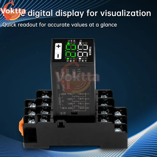 Imagen 2 del producto H3Y-4 relé de retardo LED DC 12V 24V AC 220V pantalla Digital Dual controlador de tiempo de ciclo retardador dispositivo de retardo de encendido con Base