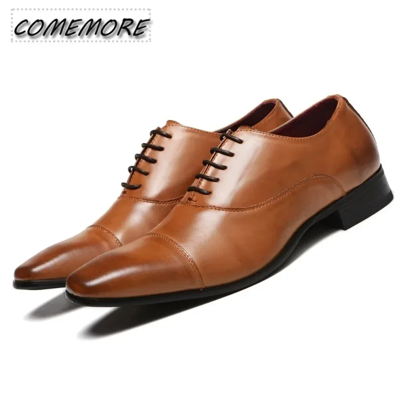 

High Quality Men Dress Leather Men Fashion Wedding Shoes Comfortable Formal Footwear Designer Man Spring Autumn Comfortable 2025