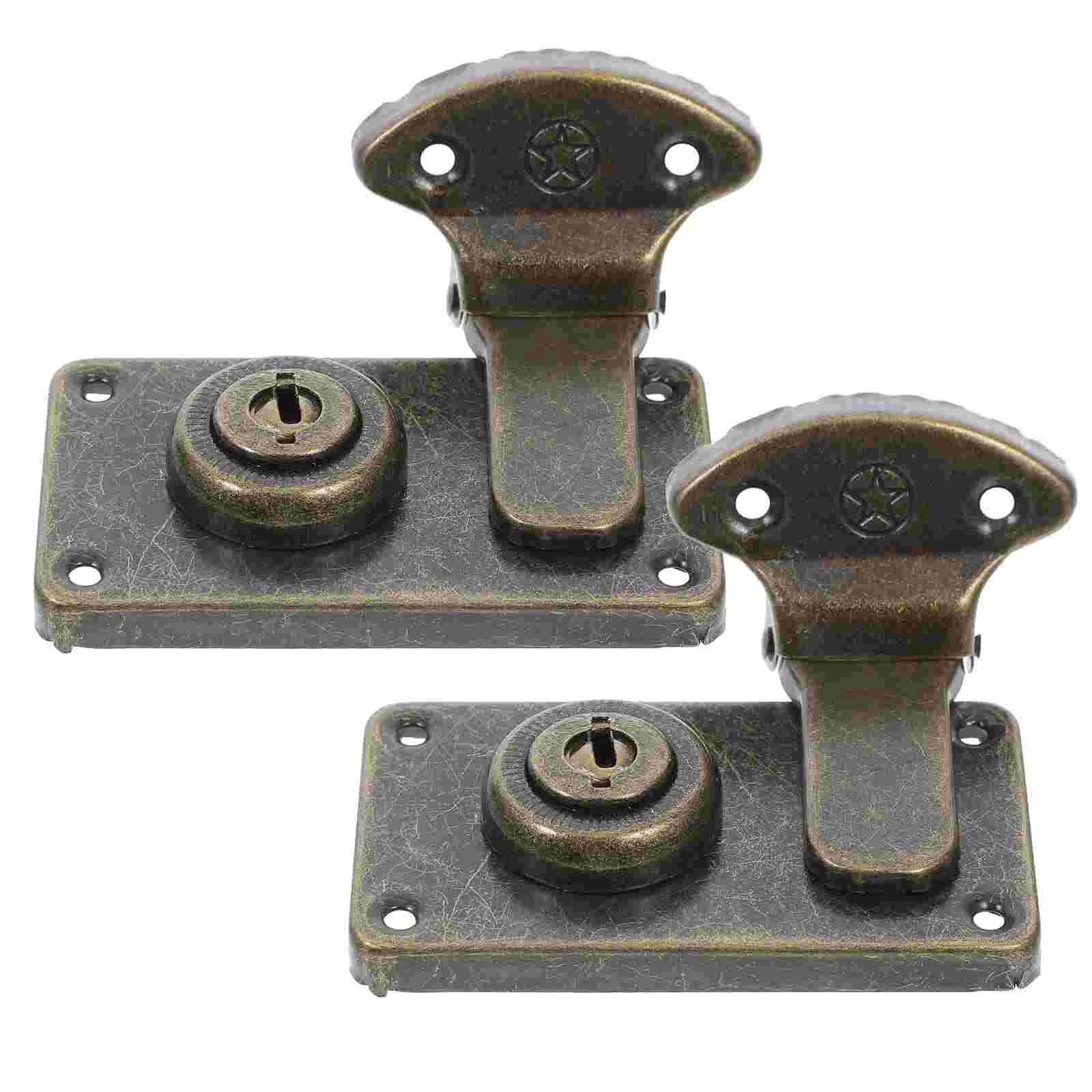 2 Pcs Vintage Style Suitcase Lock Luggage Lock Brass Trunk Lock Decorative Box Lock Iron Security Latch Hardware Cabinet