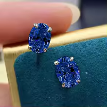 Cubic Zirconia Stud Earrings Oval CZ Crystal Classic Jewelry for Women - E2821