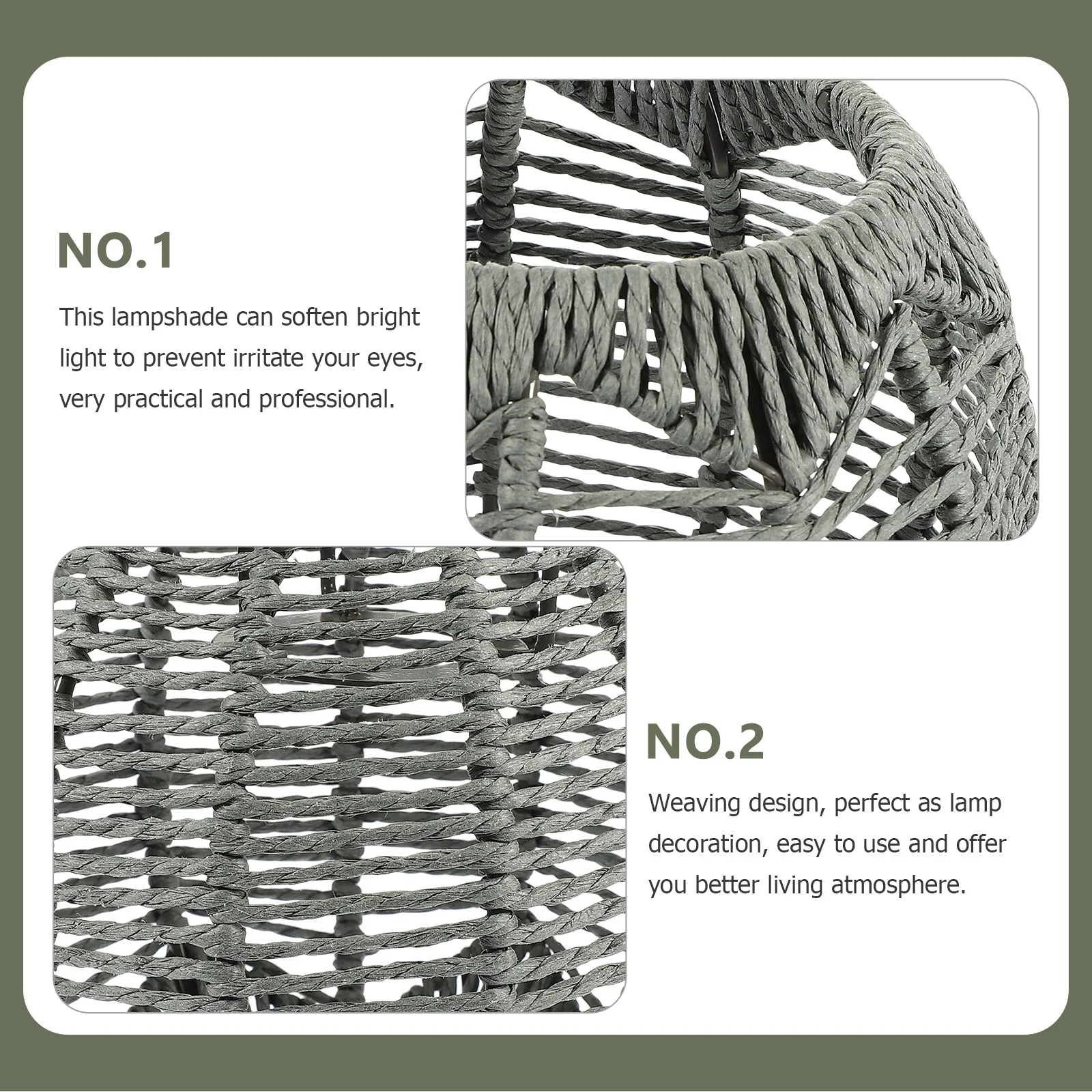 

Woven Lampshade Chandelier Replacement Large Khaki Manual Rattan Retro Soften Bright Light Safe Lightweight Stable Structure