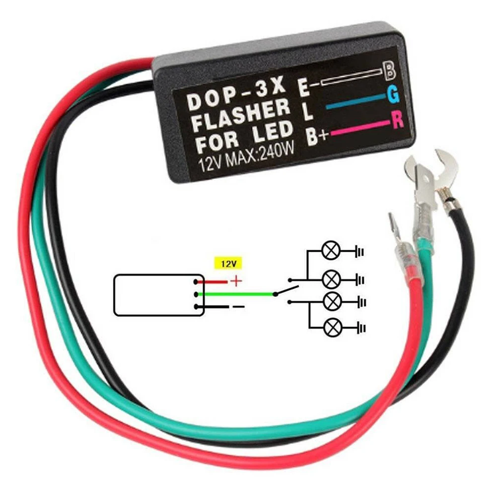 Relé de luz intermitente LED para motocicleta, señal de giro electrónica ATV, 3 pines, 12V, 80 veces/Min, 240W