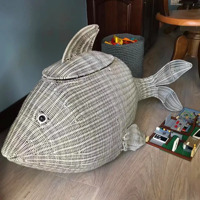 Rattan Creative Personality Fish Children's Storage Box Whale Features