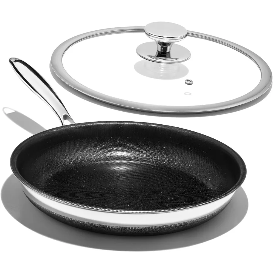 

Nonstick Frying Pan Set for Home Cooking and Professional Kitchens 12Inch Titanium Ceramic Skillet with Lid StayCool Handle PFA