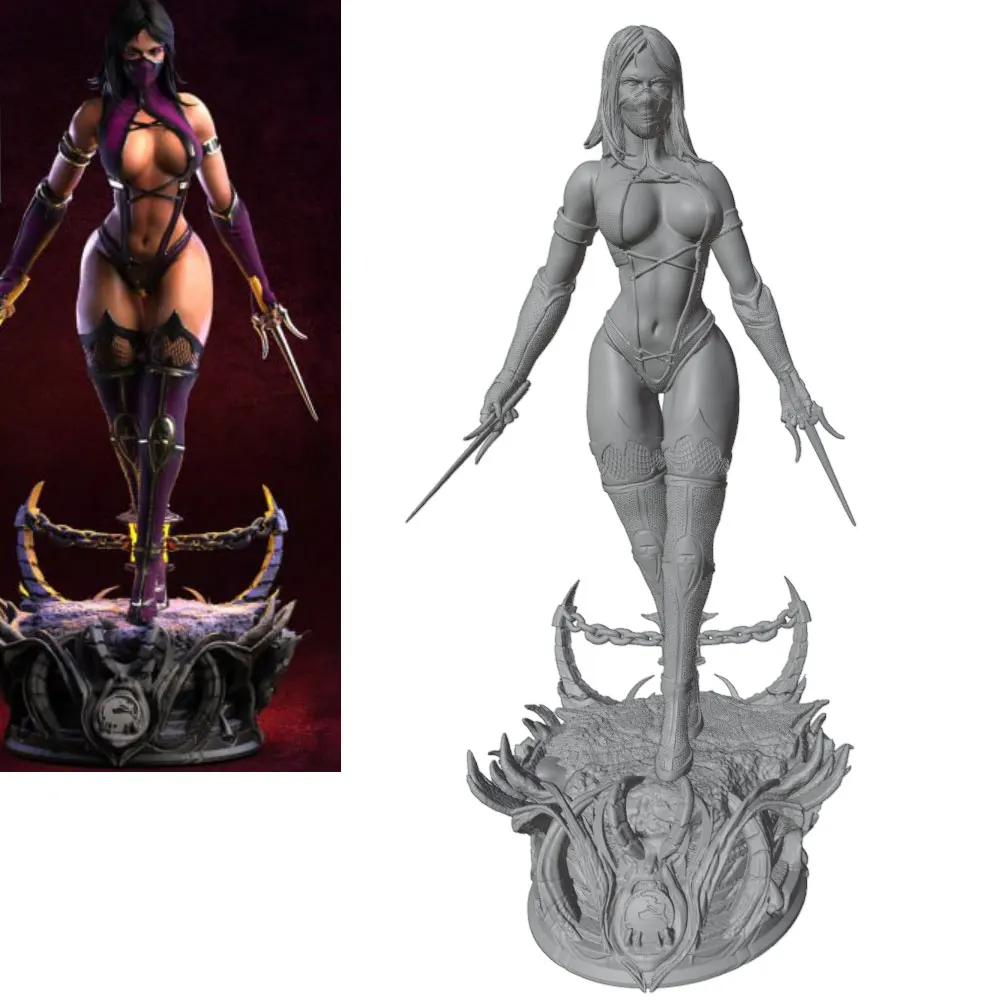 1/24 75mm Female Warrior Resin Model Kits  3D Printed Gray Model Figurine DIY Doll Model Unassembled And Unpainted
