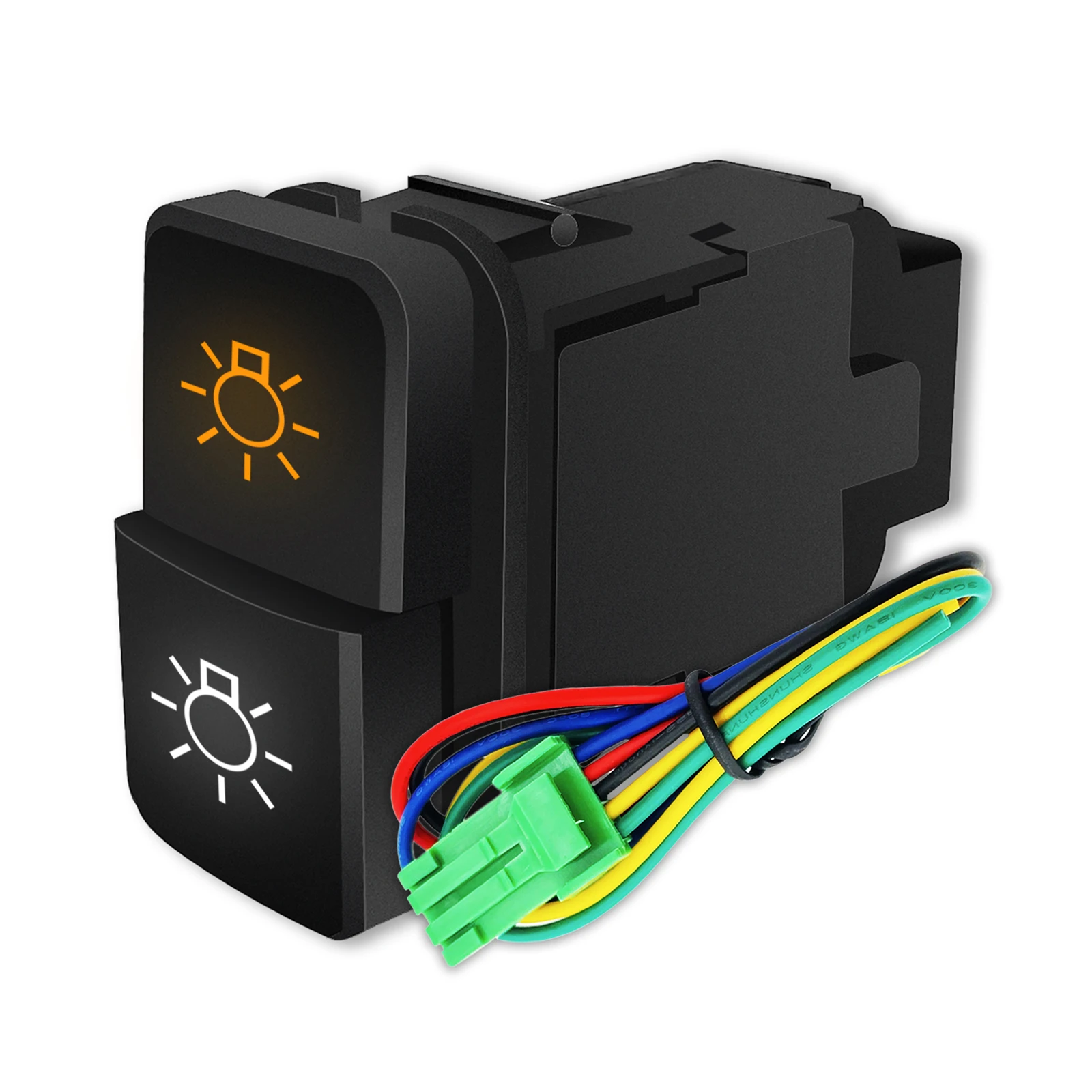 

Orange&White Led 12V Light Car Dual Lens Push On Off Button Switch for Toyota FJ Prado RAV4 Landcruiser Hilux 4Runner Fortuner